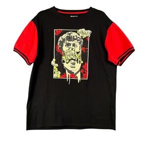 Makobi T-Shirt Mens XL Black‎ Red Floral Graphic Short Sleeve Streetwear Tee